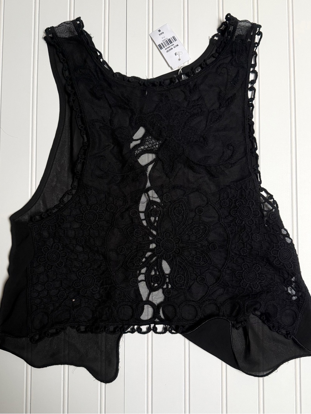 Millau Black Lace Crochet Tank